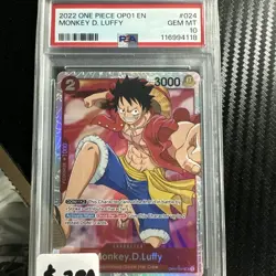 PSA 10 2022 ONE PIECE OP01 EN MONKEY D. LUFFY #024 GEM MINT SUPER RARE - Image 1