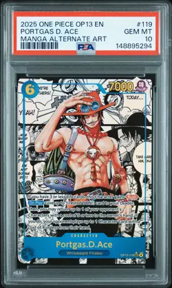 2025 ONE PIECE MANGA ALTERNATE ART OP13-119 PORTGAS D. ACE PSA 10 - Image 1