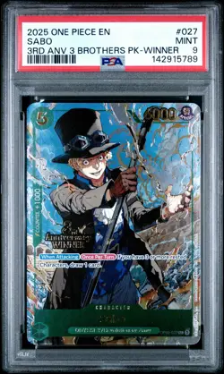 2025 ONE PIECE 3RD ANV TOURNAMENT 3 BROTHERS PACK WINNER #027 SABO PSA 9 - Image 1