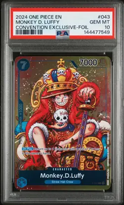 2024 ONE PIECE PROMOS CONVENTION EXCLUSIVE-FOIL #043 MONKEY D. LUFFY PSA 10 - Image 1