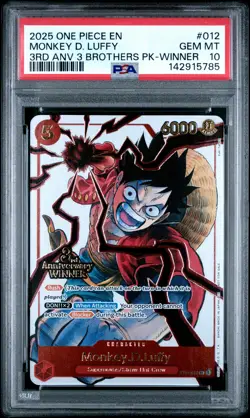 2025 ONE PIECE 3RD ANV TOURNAMENT 3 BROTHERS PACK WINNER MONKEY D. LUFFY PSA 10 - Image 1
