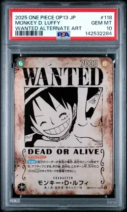 2025 ONE PIECE JPN OP13-CARRYING ON HIS WILL ALT RARE MONKEY D. LUFFY PSA 10 - Image 1
