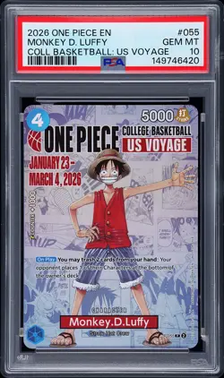 2026 ONE PIECE PROMOS ONE PIECE COLLEGE BK: US VOYAGE MONKEY D. LUFFY PSA 10 - Image 1