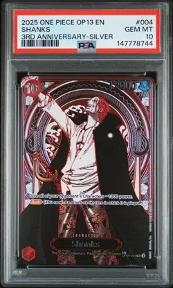 2025 ONE PIECE OP13-CARRYING ON HIS WILL 3RD ANV-SILVER #004 SHANKS PSA 10 - Image 1