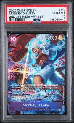 2025 ONE PIECE ENGLISH VERSION 2ND ANV SET #119 MONKEY D. LUFFY PSA 10 - Image 1