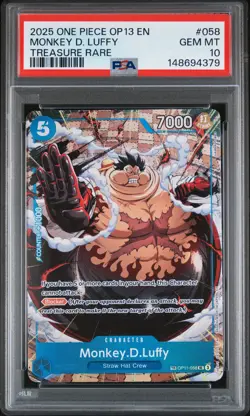 2025 ONE PIECE OP13-CARRYING ON HIS WILL TREASURE RARE MONKEY D. LUFFY PSA 10 - Image 1