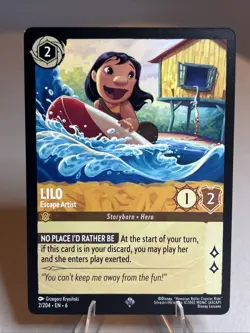 Disney Lorcana TCG Azurite Sea Lilo Escape Artist 2/204 Super Rare Regular Card - Image 1