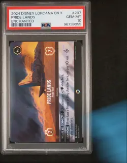 2024 DISNEY LORCANA EN 3-INTO THE INKLANDS ENCHANTED #207 PRIDE LANDS PSA 10 - Image 1