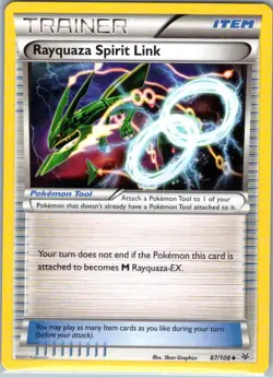 Rayquaza Spirit Link 87/108 Non Holo XY - Roaring Skies - Pokemon Card - NM - Image 1