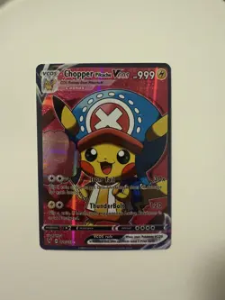 Pokemon TCG Chopper as Pikachu VCOS Cosplay Custom Full Art Holographic Card - Image 1
