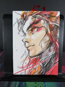 Kyojuro Rengoku Hand Drawn 1/1 Auto Sketch Art Card Studio Demon Slayer - Image 1