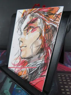 Kyojuro Rengoku Hand Drawn 1/1 Auto Sketch Art Card Studio Demon Slayer - Image 3