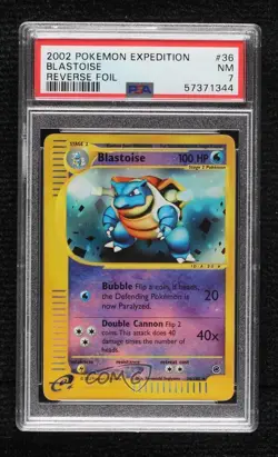 Blastoise Reverse Foil Pokemon e-Card Series Expedition PSA 7 2002 - Image 1