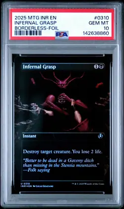 2025 MTG INNISTRAD REMASTERED BORDERLESS-FOIL #0310 INFERNAL GRASP PSA 10 - Image 1