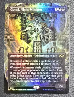 English - MTG Gonti, Night Minister - Foil - Borderless Aetherdrift Magic - Image 1