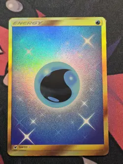 Pokemon TCG Water Energy 124/111 SM Crimson Invasion Secret Rare Foil Card - Image 1