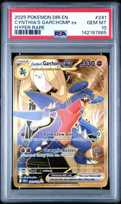 2025 Pokemon Destined Rivals DRI En Cynthia's Garchomp Ex Hyper Rare #241 PSA 10 - Image 1