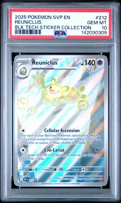 2025 POKEMON BLACK BOLT TECH STICKER COLLECTION #212 REUNICLUS PSA 10 - Image 1