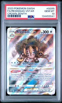2023 POKEMON SWORD & SHIELD CROWN ZENITH #GG55 FULL ART/REGIGIGAS VSTAR PSA 10 - Image 1