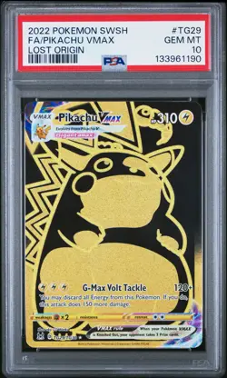 2022 POKEMON SWORD & SHIELD LOST ORIGIN #TG29 FULL ART/PIKACHU VMAX PSA 10 - Image 1
