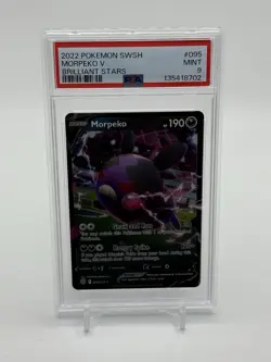 2022 POKEMON SWORD & SHIELD BRILLIANT STARS 095 MORPEKO V PSA MINT 9 - Image 1