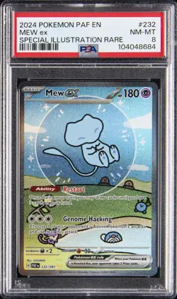 2024 POKEMON PAF EN-PALDEAN FATES SPECIAL ILLUSTRATION RARE #232 MEW EX PSA 8 - Image 1