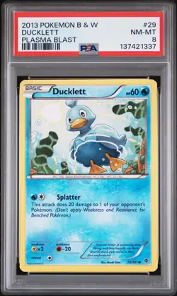 2013 POKEMON B&W PLASMA BLAST #29 DUCKLETT PSA 8 - Image 1