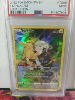 Pokemon Pikachu TG05/TG30 Lost Origin Full Art Holo Trainer Gallery PSA 9 - Image 1