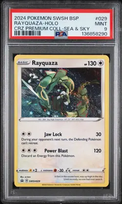 2024 POKEMON SWSH CROWN ZENITH PREMIUM COLLECTION SEA & SKY RAYQUAZA-HOLO PSA 9 - Image 1
