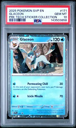 2025 POKEMON SVP PRISMATIC EVOLUTIONS TECH STICKER COLLECTION GLACEON PSA 10 - Image 1