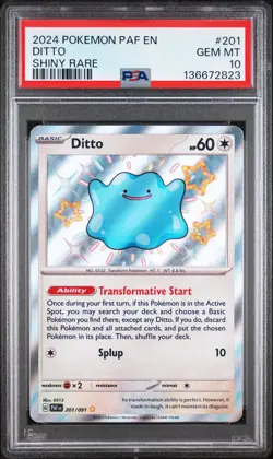 2024 POKEMON PAF EN-PALDEAN FATES SHINY RARE #201 DITTO PSA 10 - Image 1