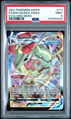 2021 POKEMON SWORD & SHIELD EVOLVING SKIES #111 FULL ART/RAYQUAZA VMAX PSA 9 - Image 1