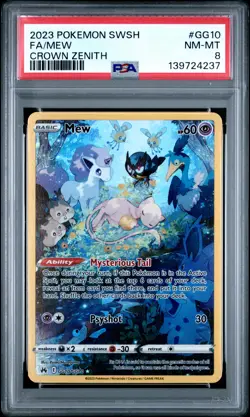 2023 POKEMON SWORD & SHIELD CROWN ZENITH #GG10 FULL ART/MEW PSA 8 - Image 1