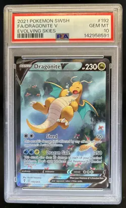 2021 Pokemon SWSH Evolving Skies Dragonite V #192/203 PSA 10 - Image 1