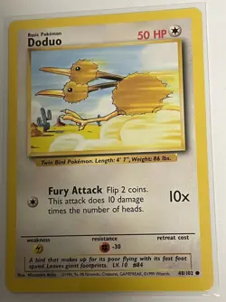 Pokemon Doduo 48/102 WotC Base Set Unlimited Common Rare TCG Vintage - Image 1