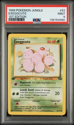 1999 Pokemon Jungle 1st Edition Exeggcute 52 FRESHLY GRADED PSA 9 MINT - Image 1