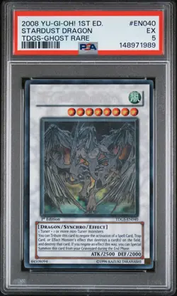 2008 YU-GI-OH! TDGS-THE DUELIST GENESIS 1ST ED-GHOST RARE STARDUST DRAGON PSA 5 - Image 1