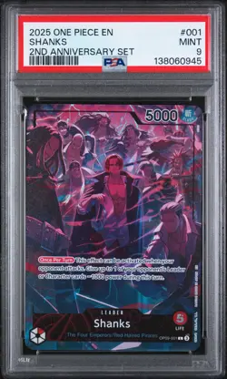 2025 ONE PIECE ENGLISH VERSION 2ND ANV SET #001 SHANKS PSA 9 - Image 1