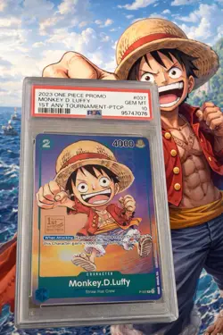 Monkey.D.Luffy P-037 Promo Foil 1st Anniversary Tournament 2023 PSA 10! - Image 1