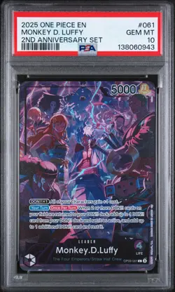 2025 ONE PIECE ENGLISH VERSION 2ND ANV SET #061 MONKEY D. LUFFY PSA 10 - Image 1