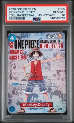2026 ONE PIECE PROMOS ONE PIECE COLLEGE BK: US VOYAGE MONKEY D. LUFFY PSA 10 - Image 1