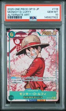 2025 ONE PIECE JPN OP13-CARRYING ON HIS WILL ALT ART MONKEY D. LUFFY PSA 10 - Image 1