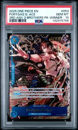 2025 ONE PIECE 3RD ANV TOURNAMENT 3 BROTHERS PACK WINNER PORTGAS D. ACE PSA 10 - Image 1