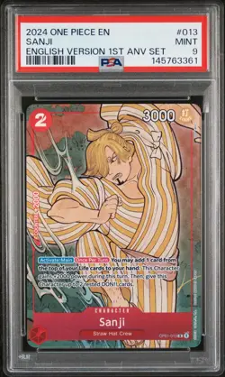 2024 ONE PIECE ENGLISH VERSION 1ST ANV SET #013 SANJI PSA 9 - Image 1