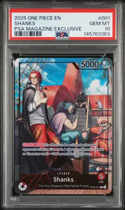 2025 ONE PIECE PROMOS PSA MAGAZINE EXCLUSIVE #001 SHANKS PSA 10 - Image 1