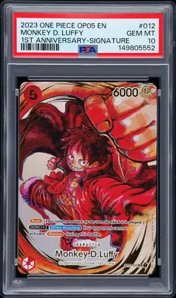 2023 ONE PIECE OP05 1ST ANNIVERSARY ODA SIGNATURE #012 MONKEY D. LUFFY PSA 10 - Image 1