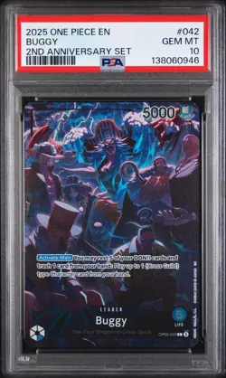 2025 ONE PIECE ENGLISH VERSION 2ND ANV SET #042 BUGGY PSA 10 - Image 1