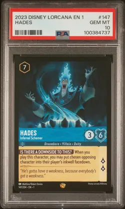 2023 DISNEY LORCANA EN 1-THE FIRST CHAPTER #147 HADES - INFERNAL SCHEMER PSA 10 - Image 1
