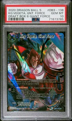 PSA 10 King Vegeta GFR Giant Force Rare Draft Box Card Super DBS DB3-138 SCR - Image 1
