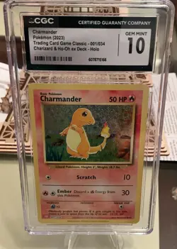 Charmander 001/034 Classic Collection CGC 10 Gem Mint Pokemon Card - Image 1